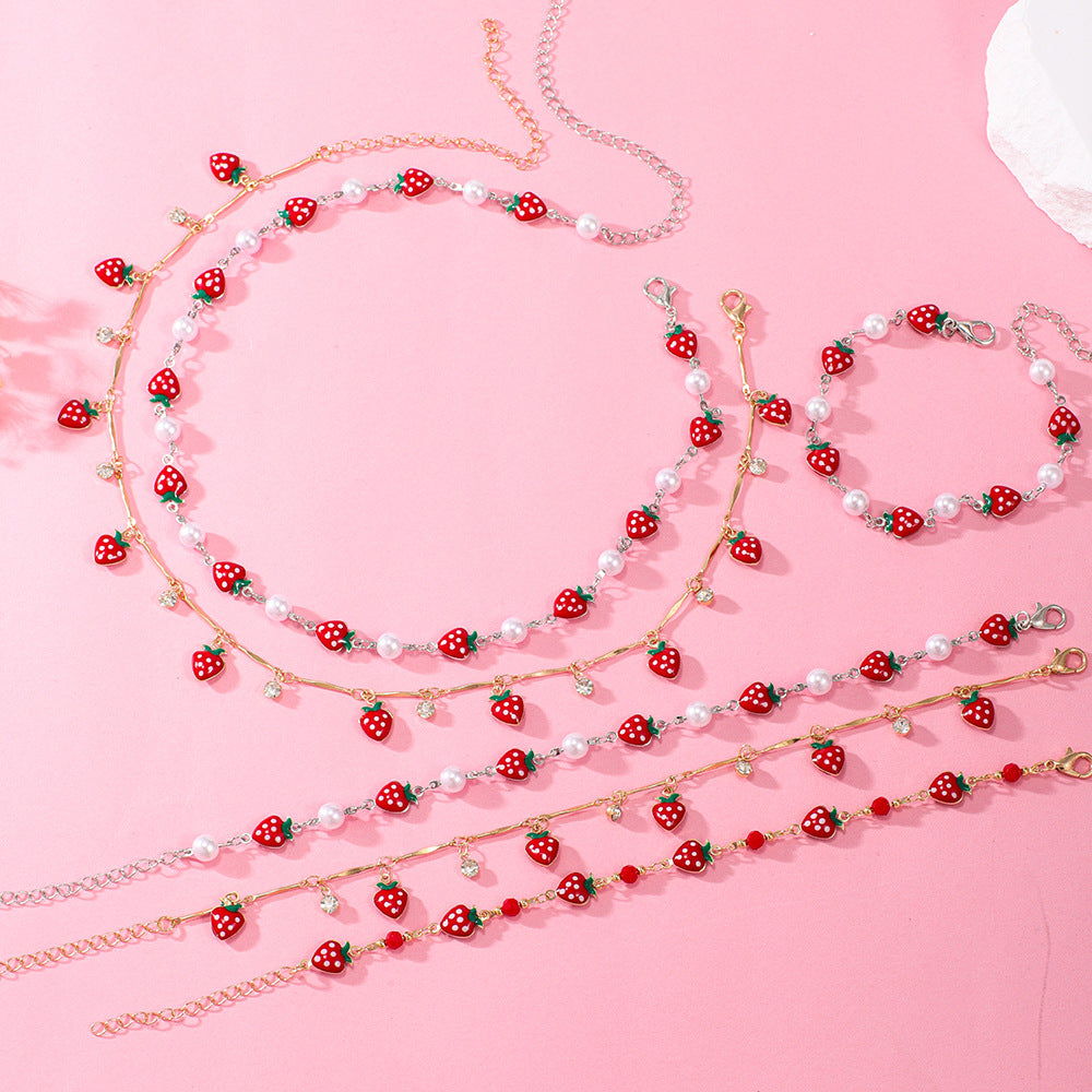 Women's Cute Fashion Strawberry Design High-grade Anklets