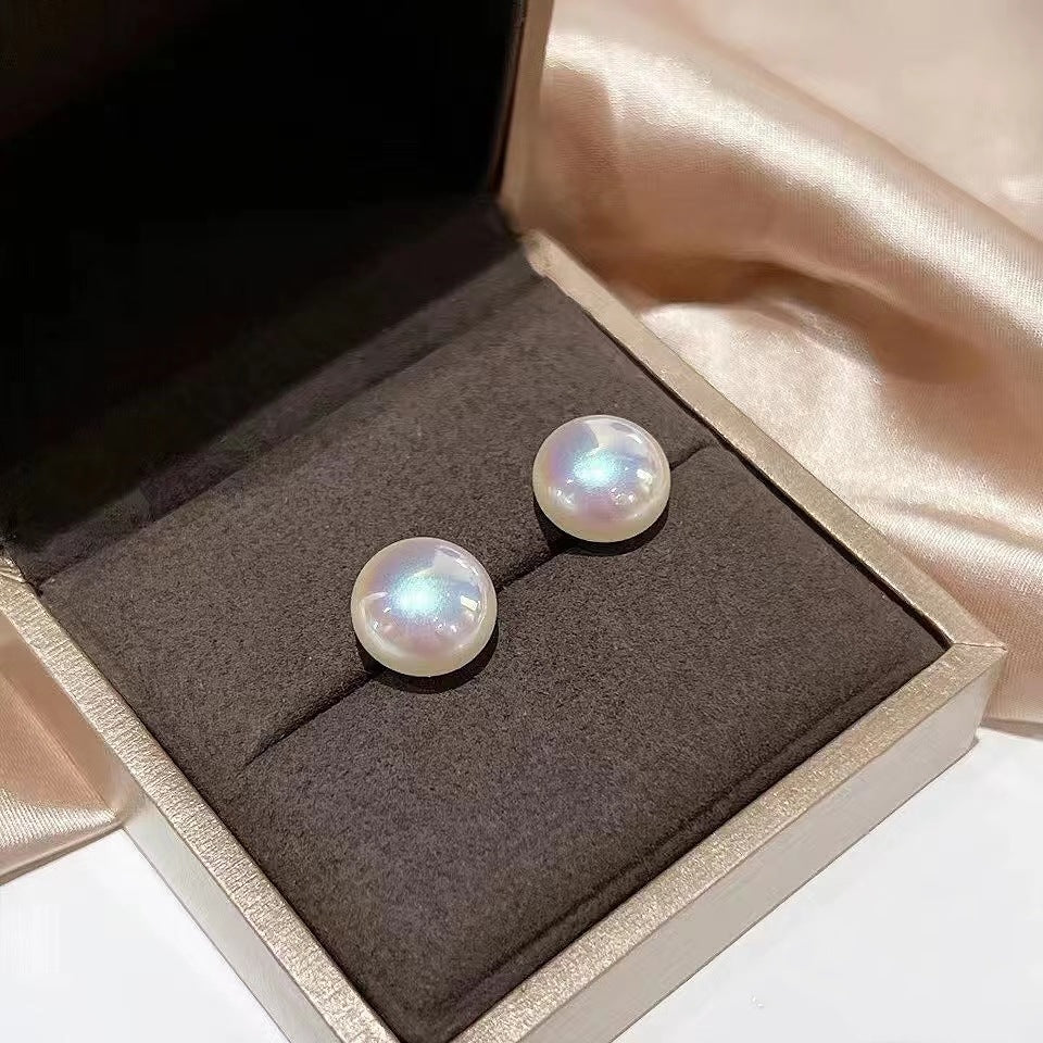 Women's Bread Flat Round Pearl For Versatile Earrings