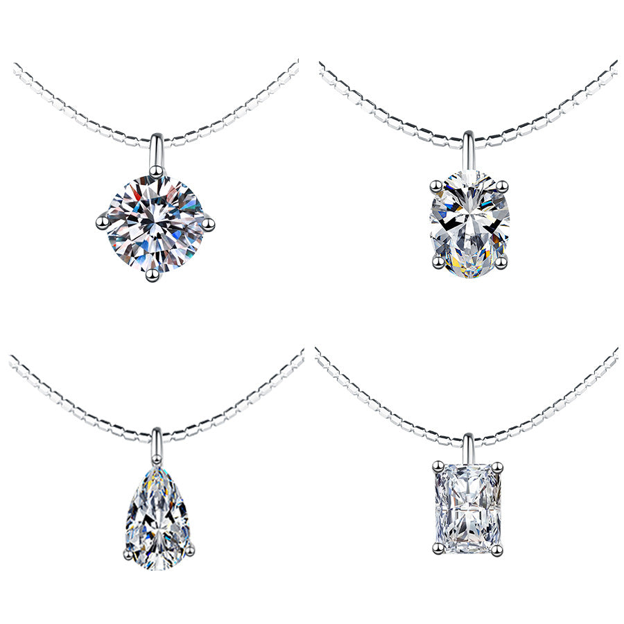 Women's Sier Moissanite Clavicle Chain Detachable Korean Necklaces