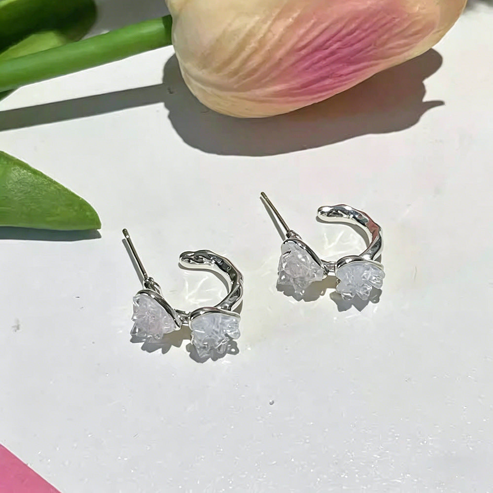Crystal Love Heart Niche High Sense Special Interest Stud Earrings
