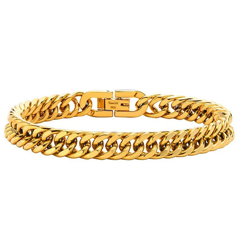Steel Four-sided Grinding Double Woven Hip Hop Trend Versatile Simple Necklace
