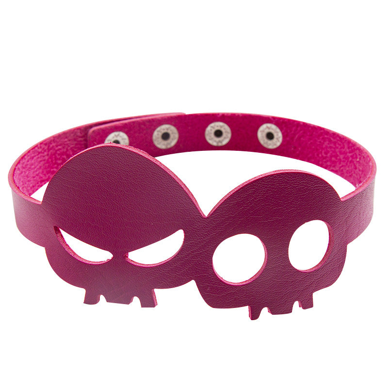Exaggerated Personalized Halloween Skull Leather Clavicle Chain Necklaces