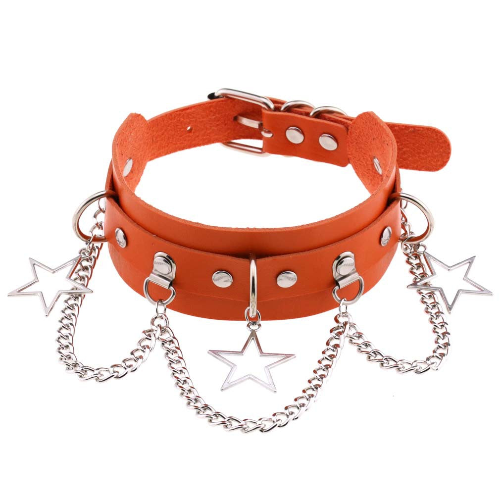 Street Shooting Nightclub Five-pointed Star Chain Clavicle Neck Bandana Collar