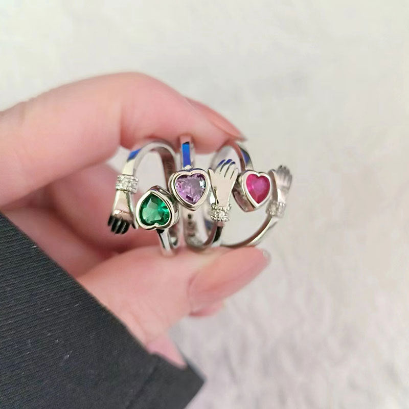 Hug Female Love Opening Adjustable Warm Heart Ring