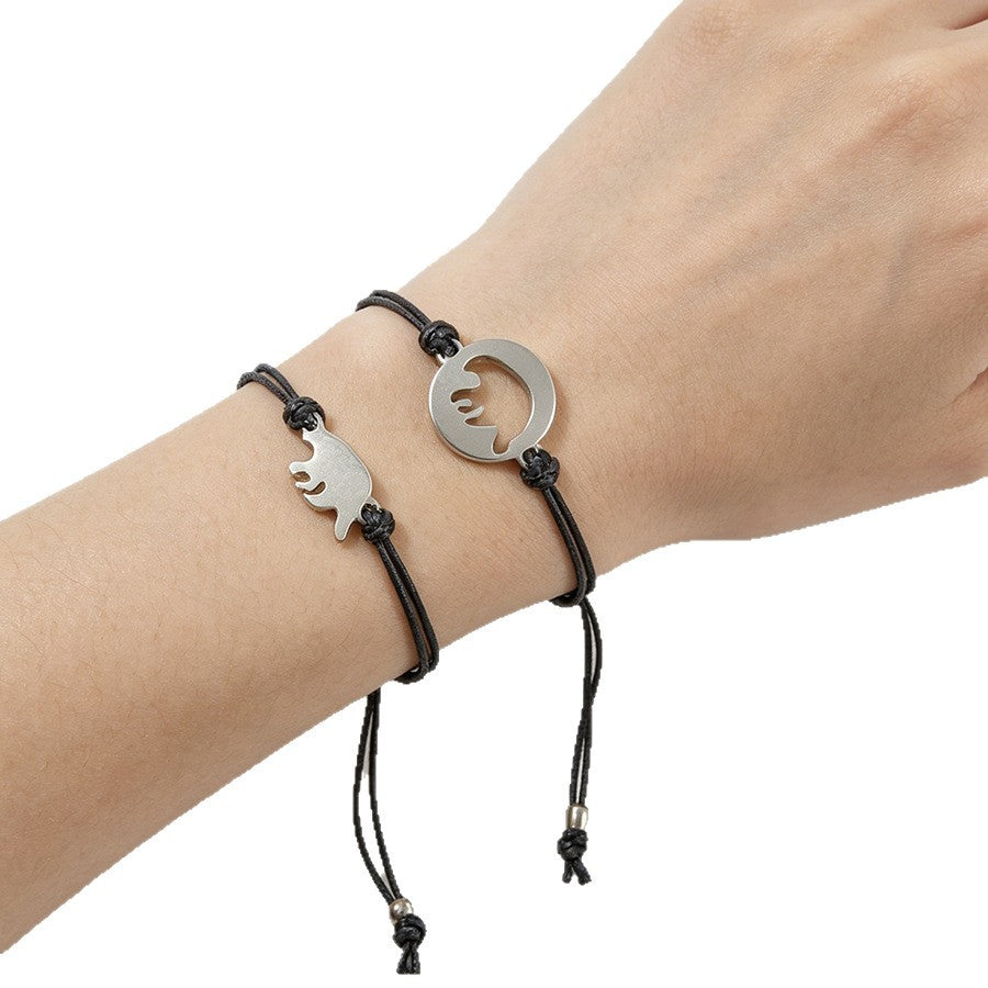 Hand-woven Stainless Steel Round Birthday Flower Name Bracelet