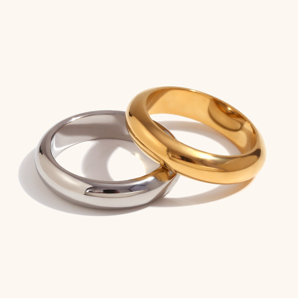 Simple Thick Stainless Steel Gold Plated Affordable Luxury Ring