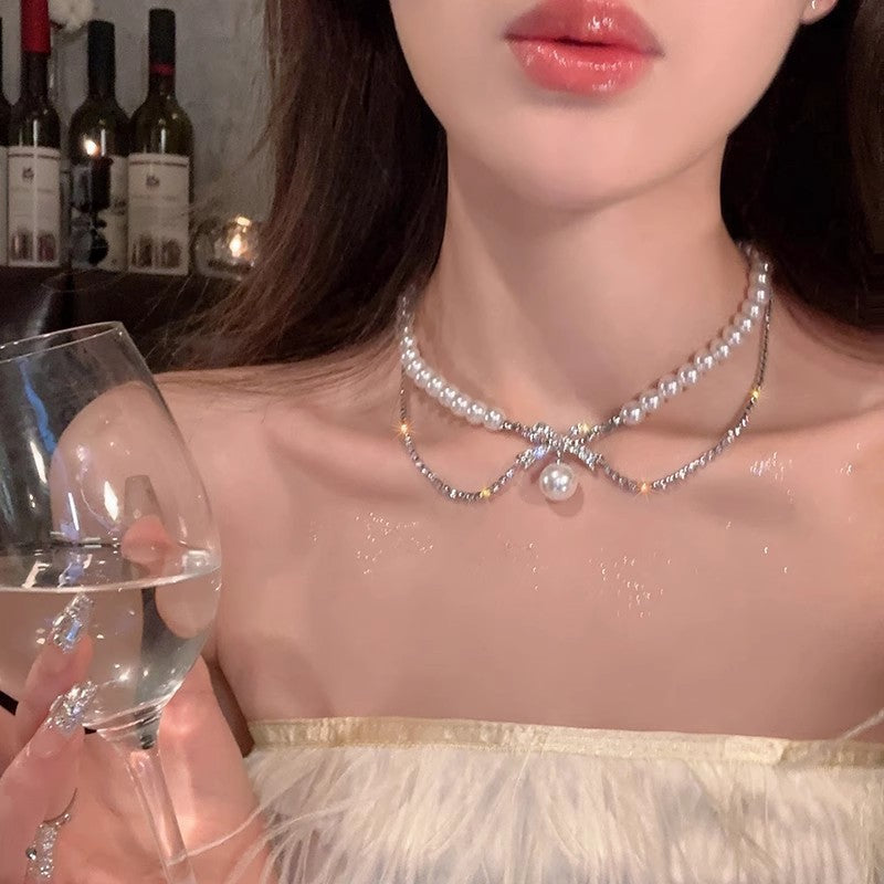 Women's High-grade Butterfly Pearl Style Niche Clavicle Chain Light Luxury Necklaces