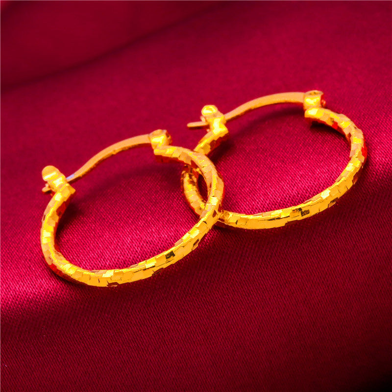 Women's Meteor Shower Starry Glossy Mirror Lobster Buckle Alluvial Gold Earrings