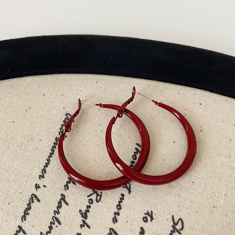 Women's Style Oil Dripping Red Ear Retro Rings