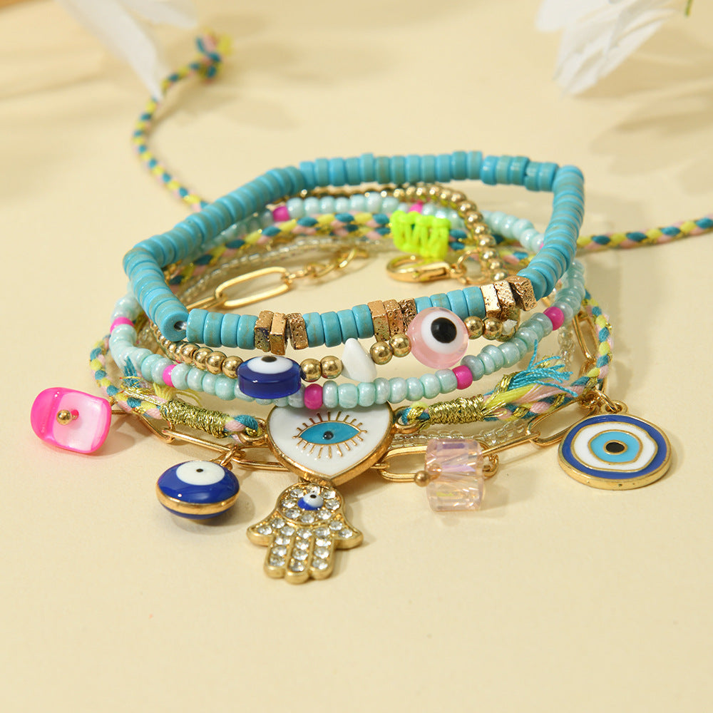 Turquoise Beads Devil's Eye Hand-woven Batch Bracelets