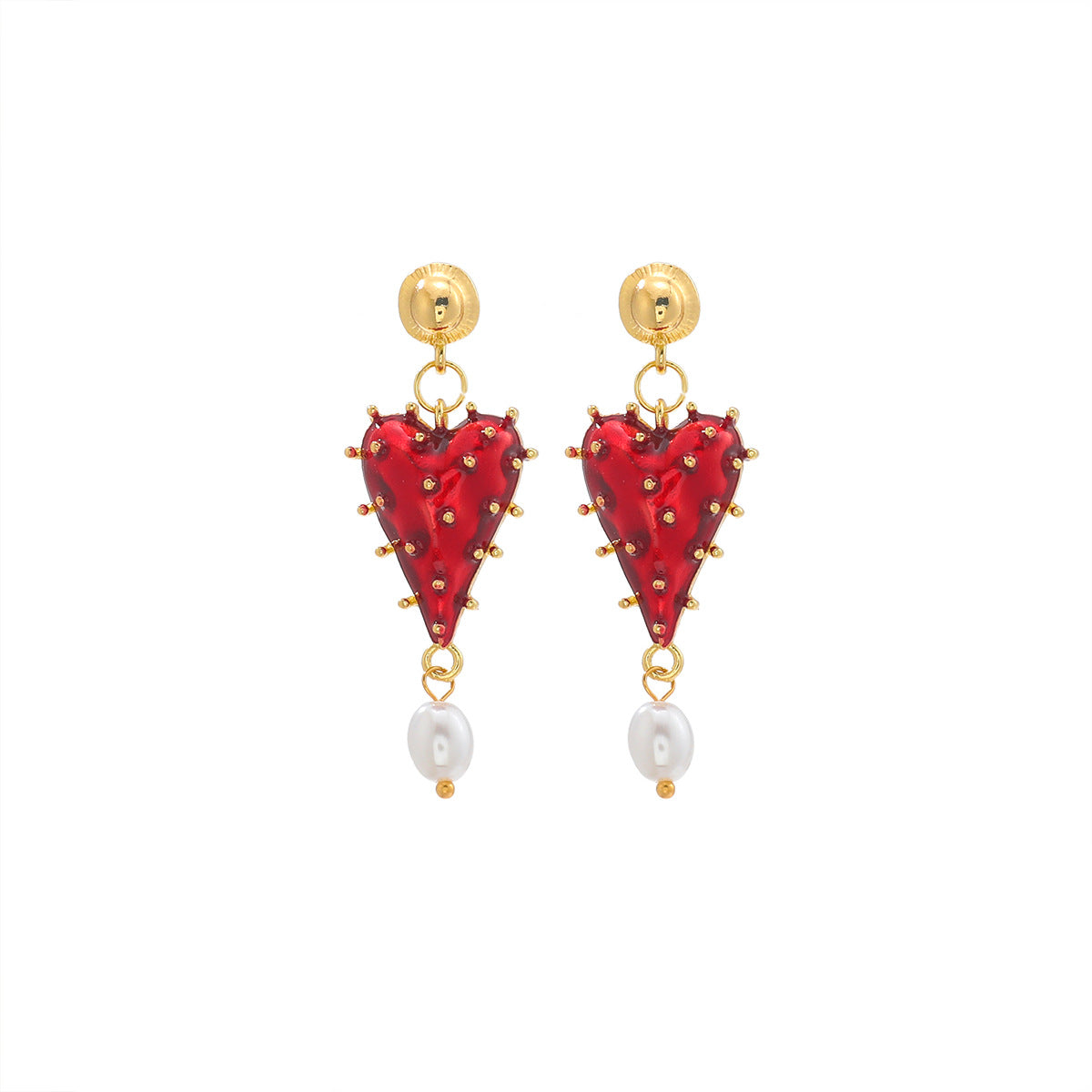 Women's Love Creative Sier Needle Baroque Pearl Earrings