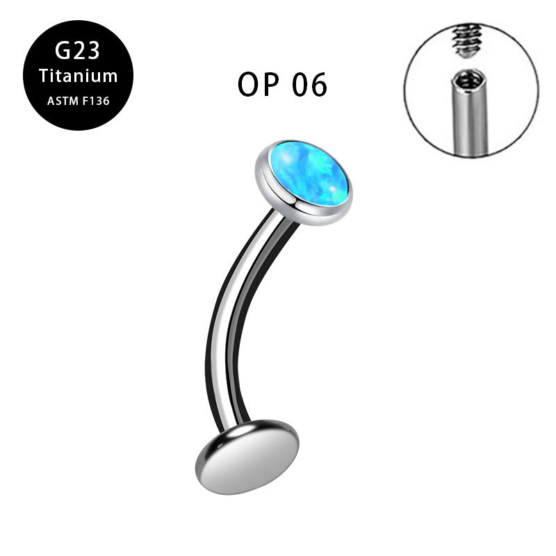 Inner Teeth Eyebrow Zircon Opal Curved Earrings