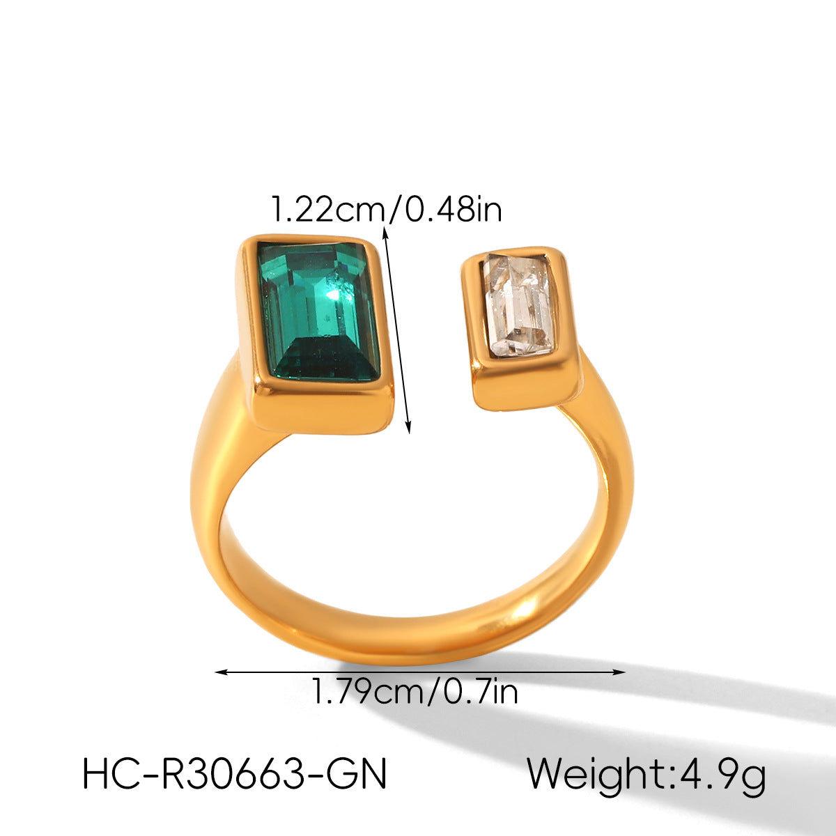 Geometric Zircon Light Luxury High-grade Stainless Steel Open Female Rings