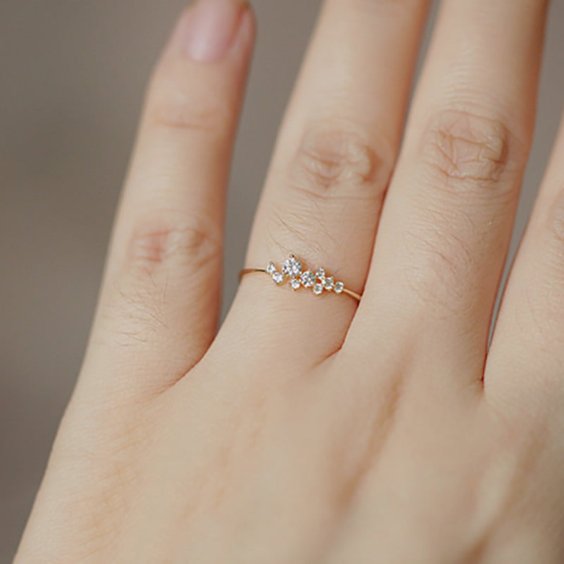 Star Fashion Personalized Minority Design Sense Inlaid Zircon Open Mouth Ring