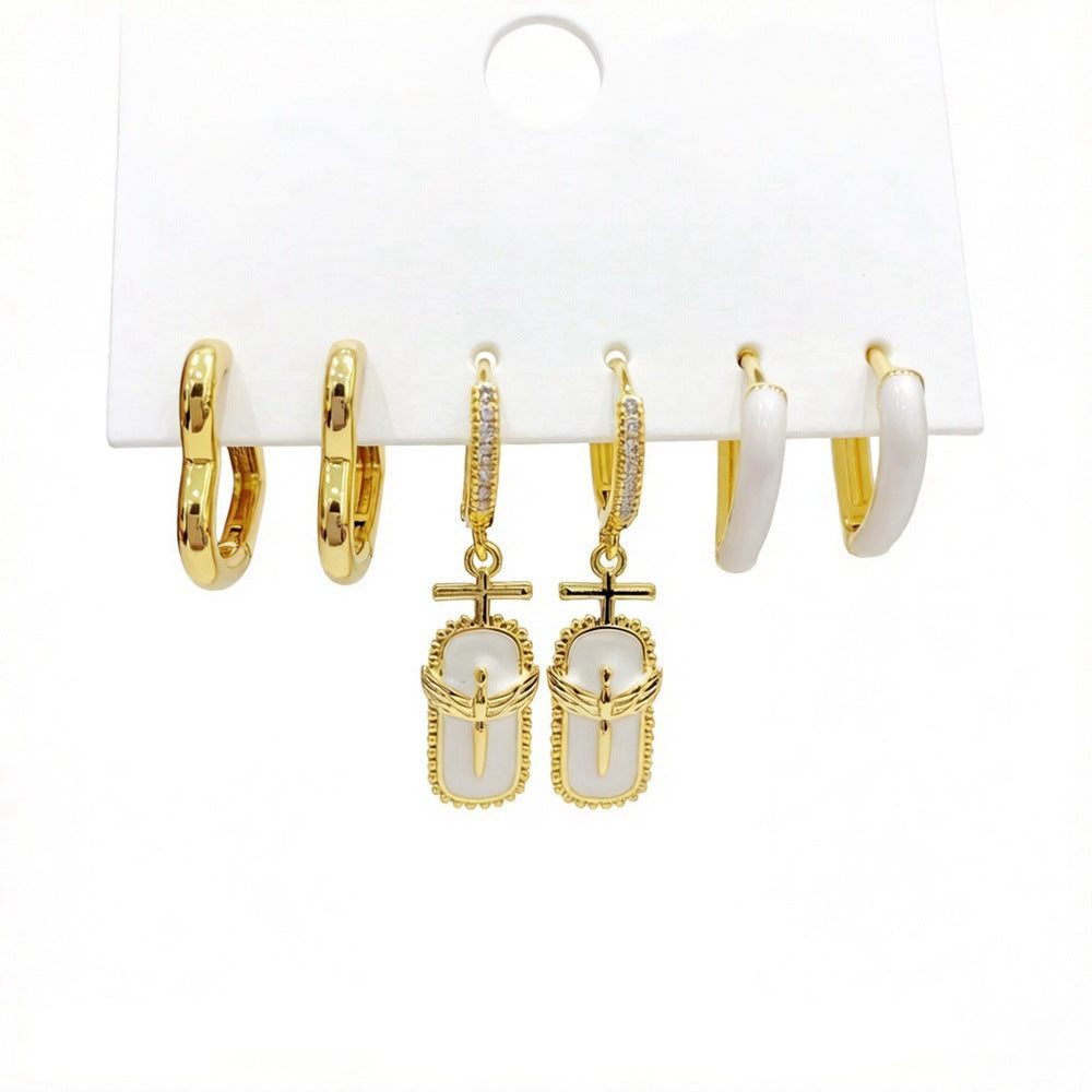 Ear Clip Three Pairs Copper Plated Real Earrings