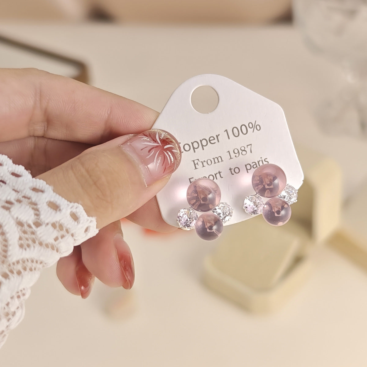 Transparent Bubble Zircon French Super Flash Niche Temperament Stud Earrings