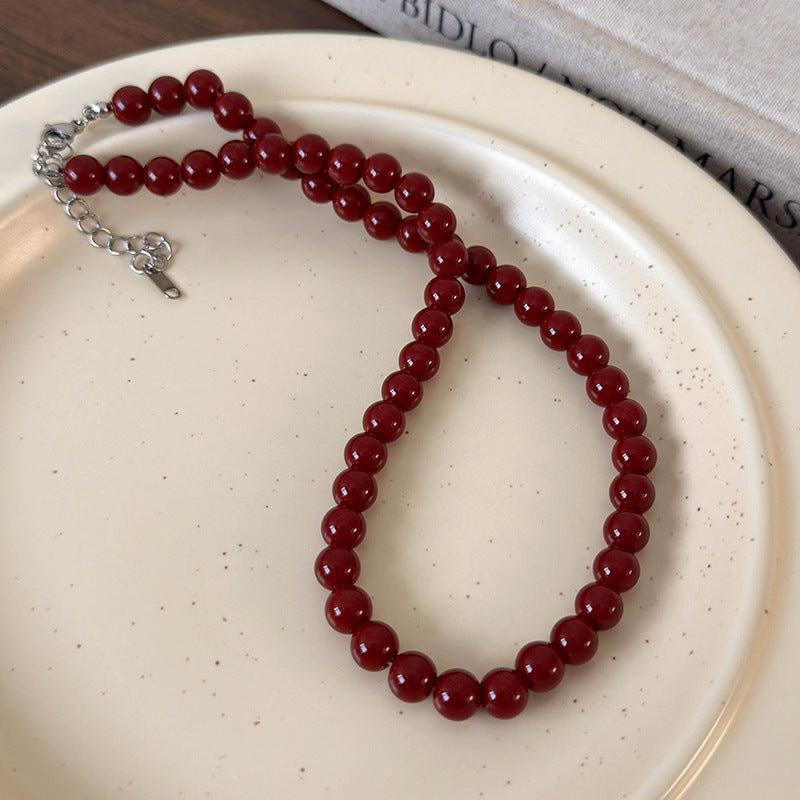 Red Beaded High Sense Temperament Clavicle Necklaces