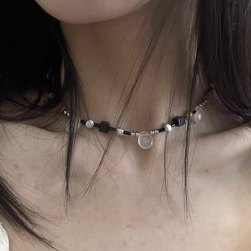Dark Handmade Advanced Stitching Pearl Water Drop Natural Necklace