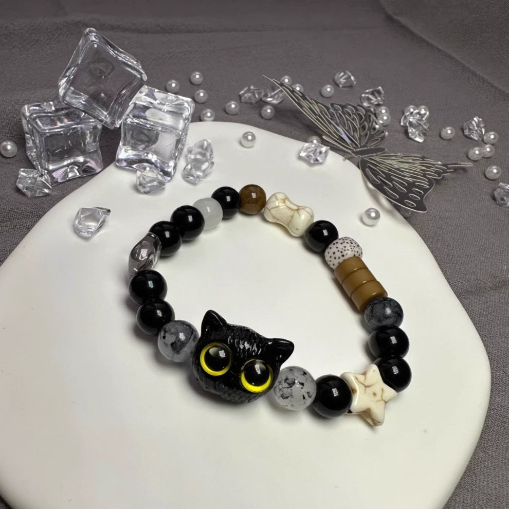 Black Sesame Kitty Cat White Cute Bracelets