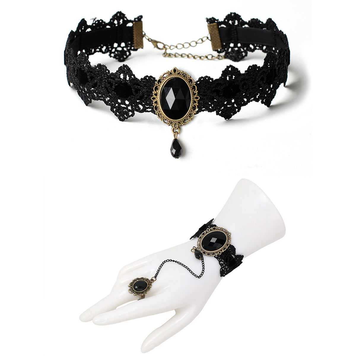 Gothic Dark Style Lace Combination Unique Design Jewelry Set
