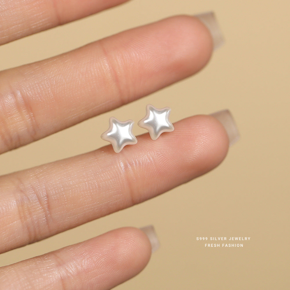 Sterling Sier Micro Inlaid Pearls Cute Earrings