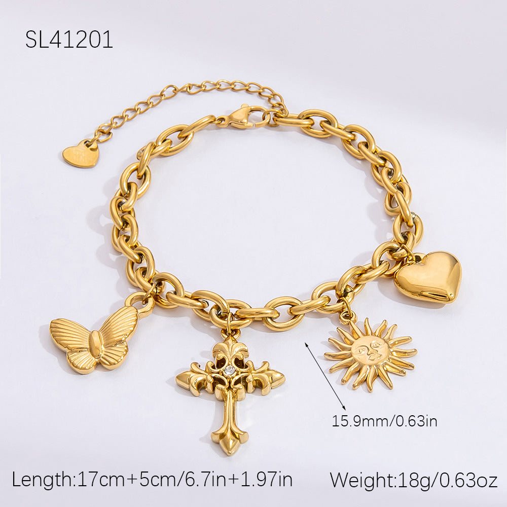 Steel Pearl Heart-shaped Shell Chain Gold-plated Bracelets