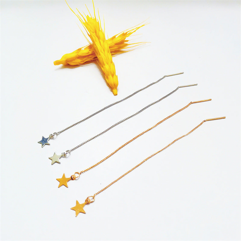 Creative Star Ear Line Fairy Temperamental Simple Style Long Tassel Stud Earrings