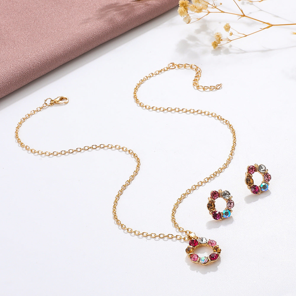 Fashion Graceful Personality Hollow Circle Suite Earrings