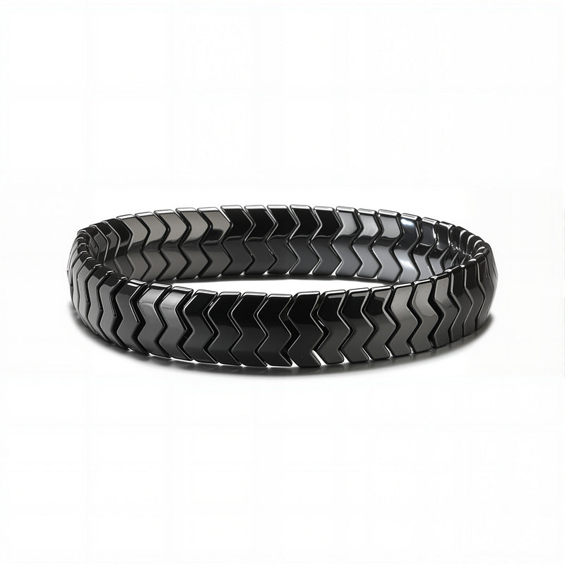 Men's Haematite Elastic String Retro Personalized Beaded Bracelets