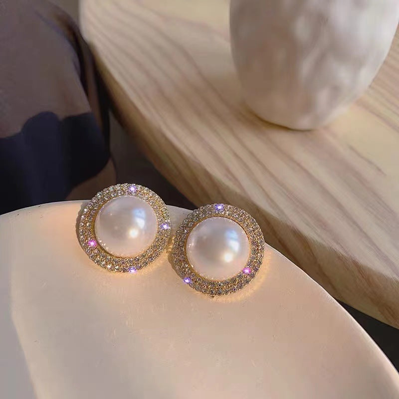 Sier Pearl Design Fashion Simple Style Earrings