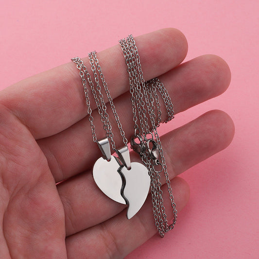 Fashion Titanium Steel Couple Heart Love Necklaces