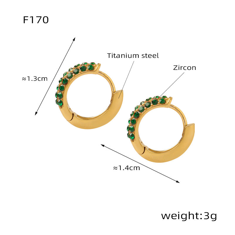 Fashion Simple Personality Geometric Inlaid Colorful Crystals Design Earrings