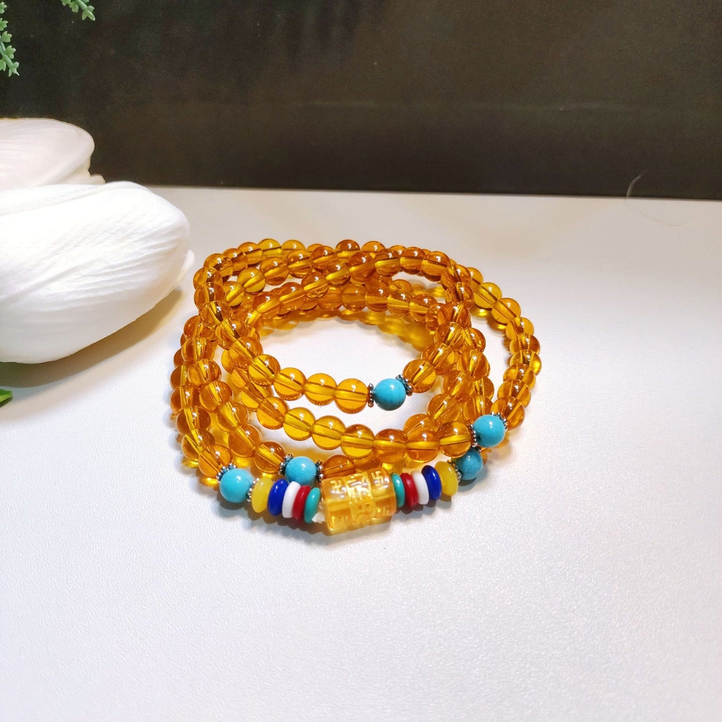 Women's & Men's Beads Four Circles Six Words Mantra Multi Gift Five Bracelet