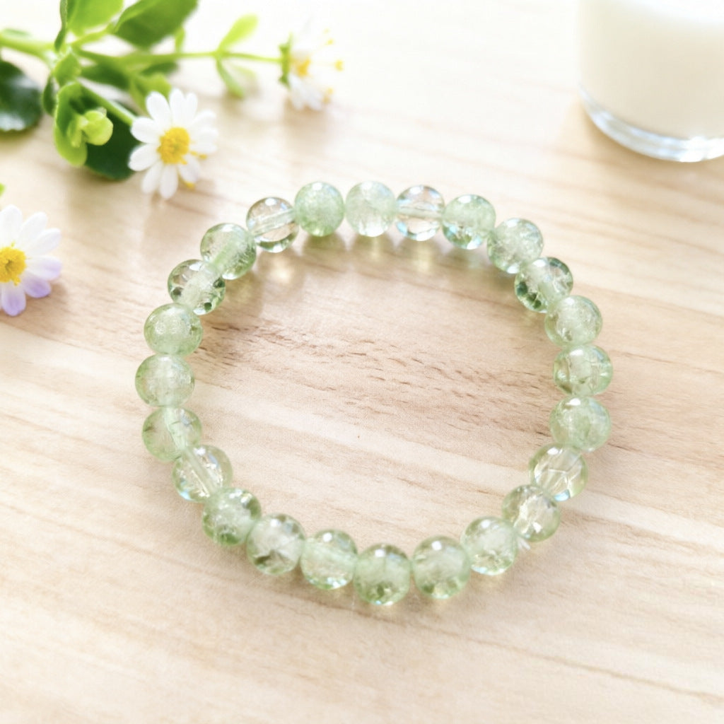 Female Two-color Transparent Micro Glass Bead Jade Broken Glazed Live Bracelet