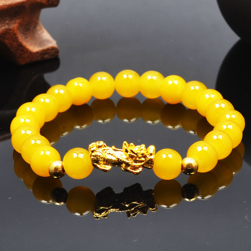Pi Red Green Glass Bead Six Words Mantra Gold Will Bracelet