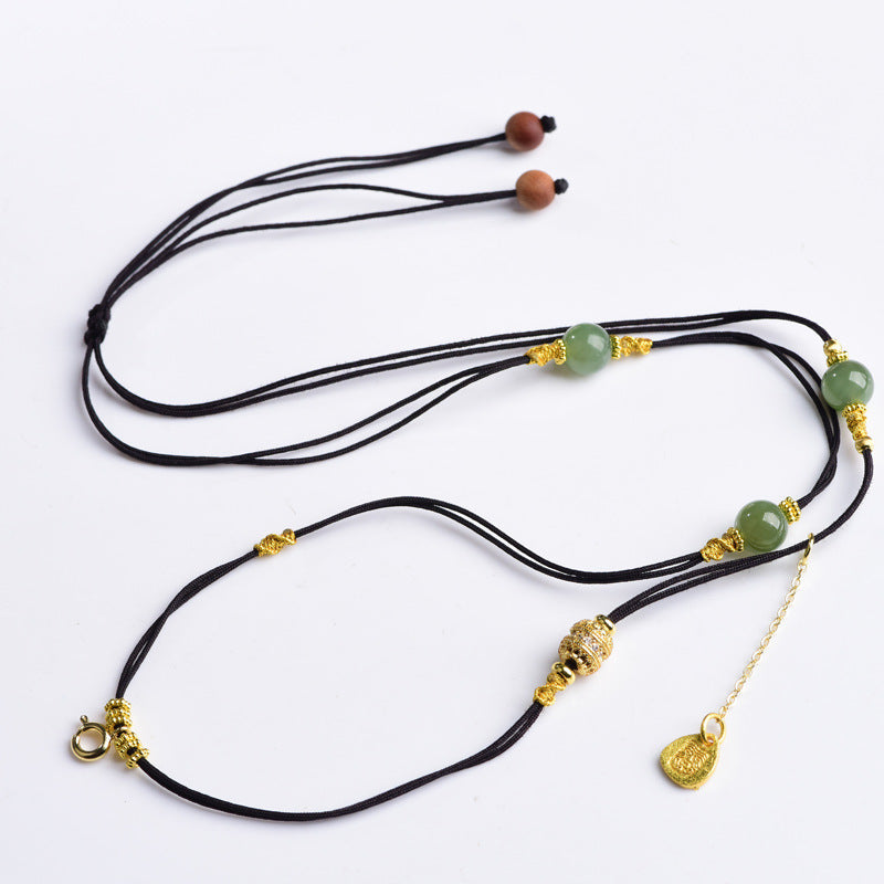 Chinese Natural Jade Rope Hand-woven Light Luxury Universal Chain Necklace