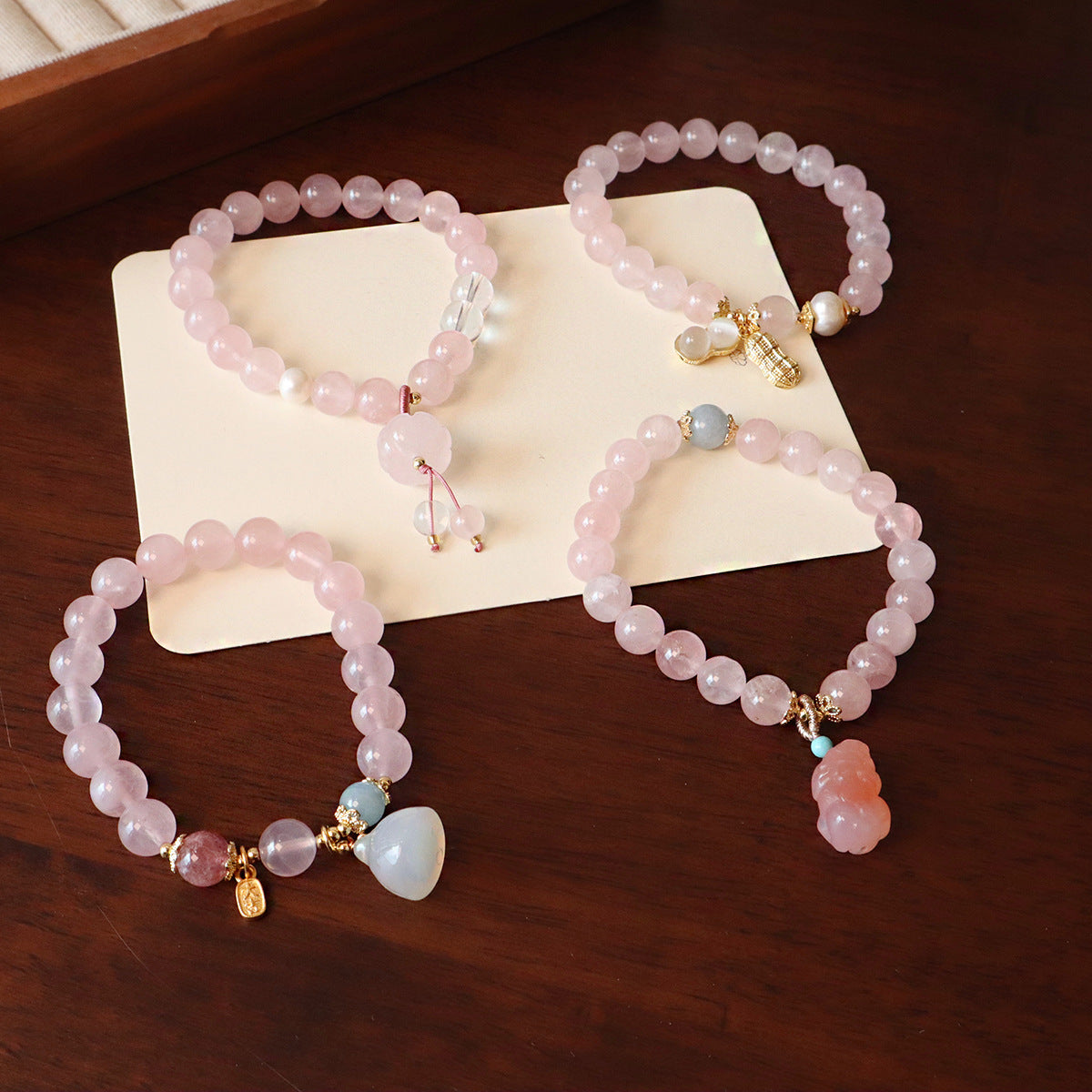 Chinese Style Fresh Natural Pink Crystal Peanut Lotus Bracelet