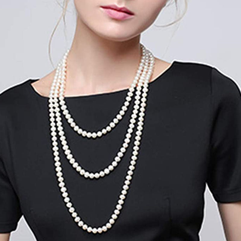 Fashion Imitation Pearl Sweater Chain Ear Necklaces