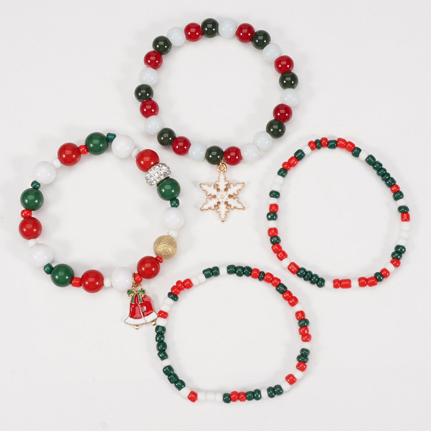 Christmas Elastic String Snowman Snowflake Tree Bracelets