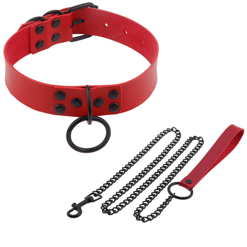 Style Leather Neckband Personality Fashion Black Nail O-shaped Necklaces