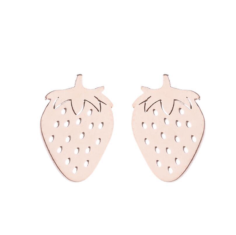 Summer Fruit Ear Fashion Stainless Steel Simple Cherry Apple Strawberry Stud Earrings