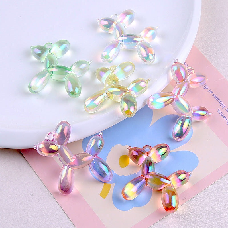 Transparent Colorful Balloon Dog Alloy Love Rings