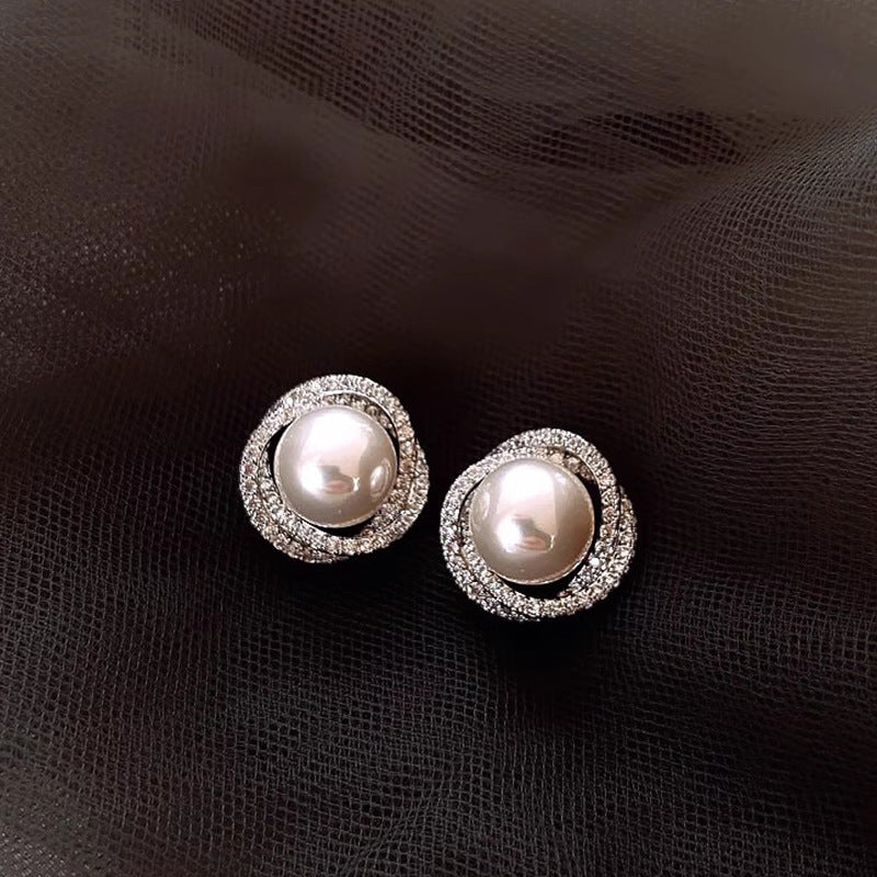 Women's Sier Pearl Elegant Light Luxury Design Earrings