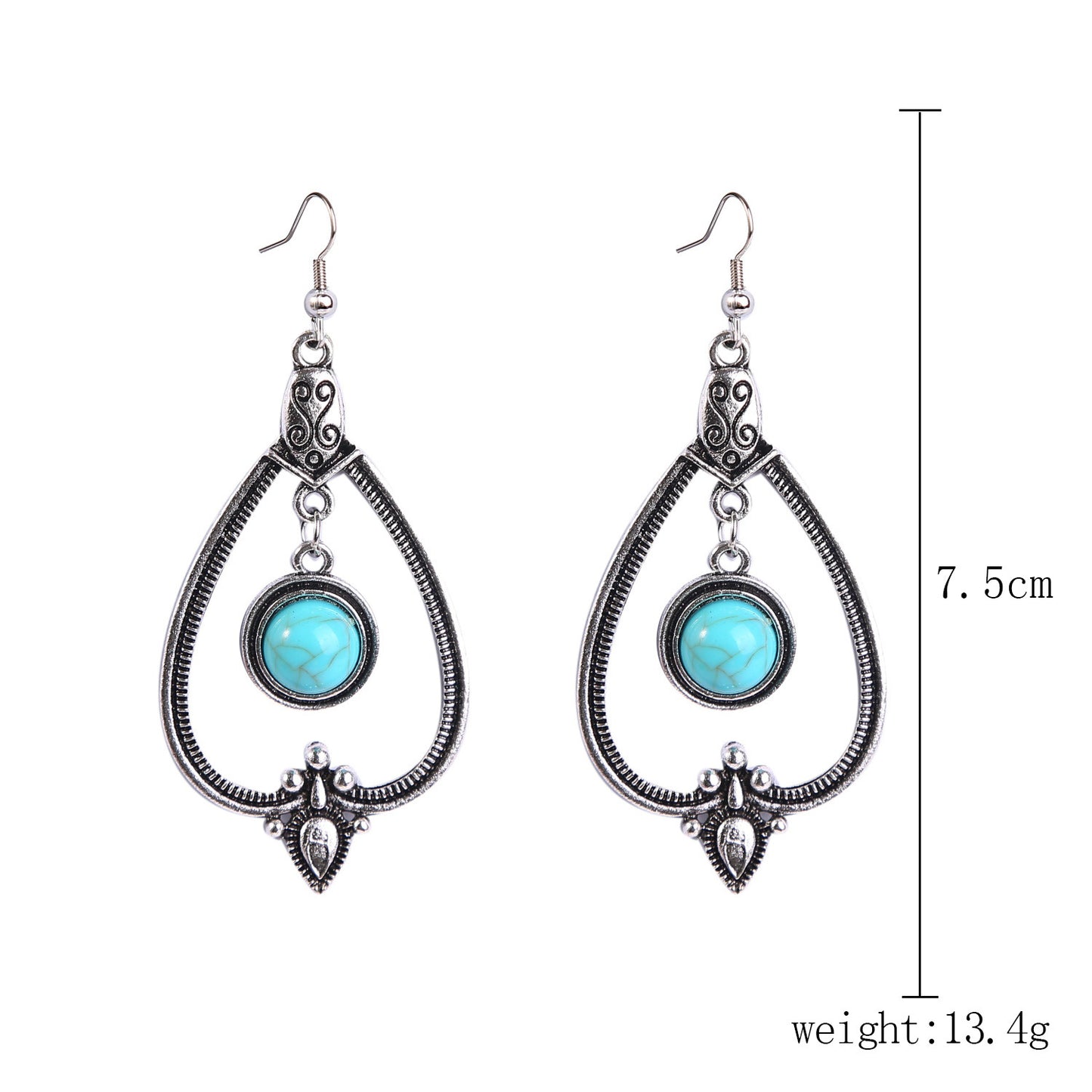 Women's Turquoise High-grade Retro Ethnic Style Fashion Earrings