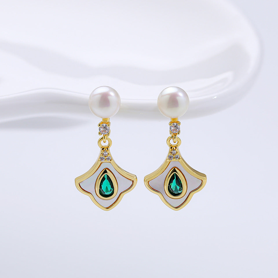 Freshwater Pearl Ear Sier Needle Light Luxury High-grade Fritillary Earrings