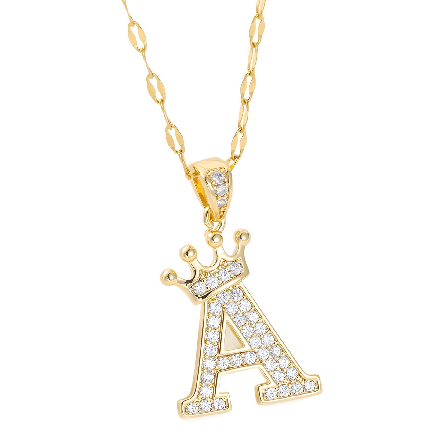 Casual Crown Letters Diamond Fashionable Female Necklace