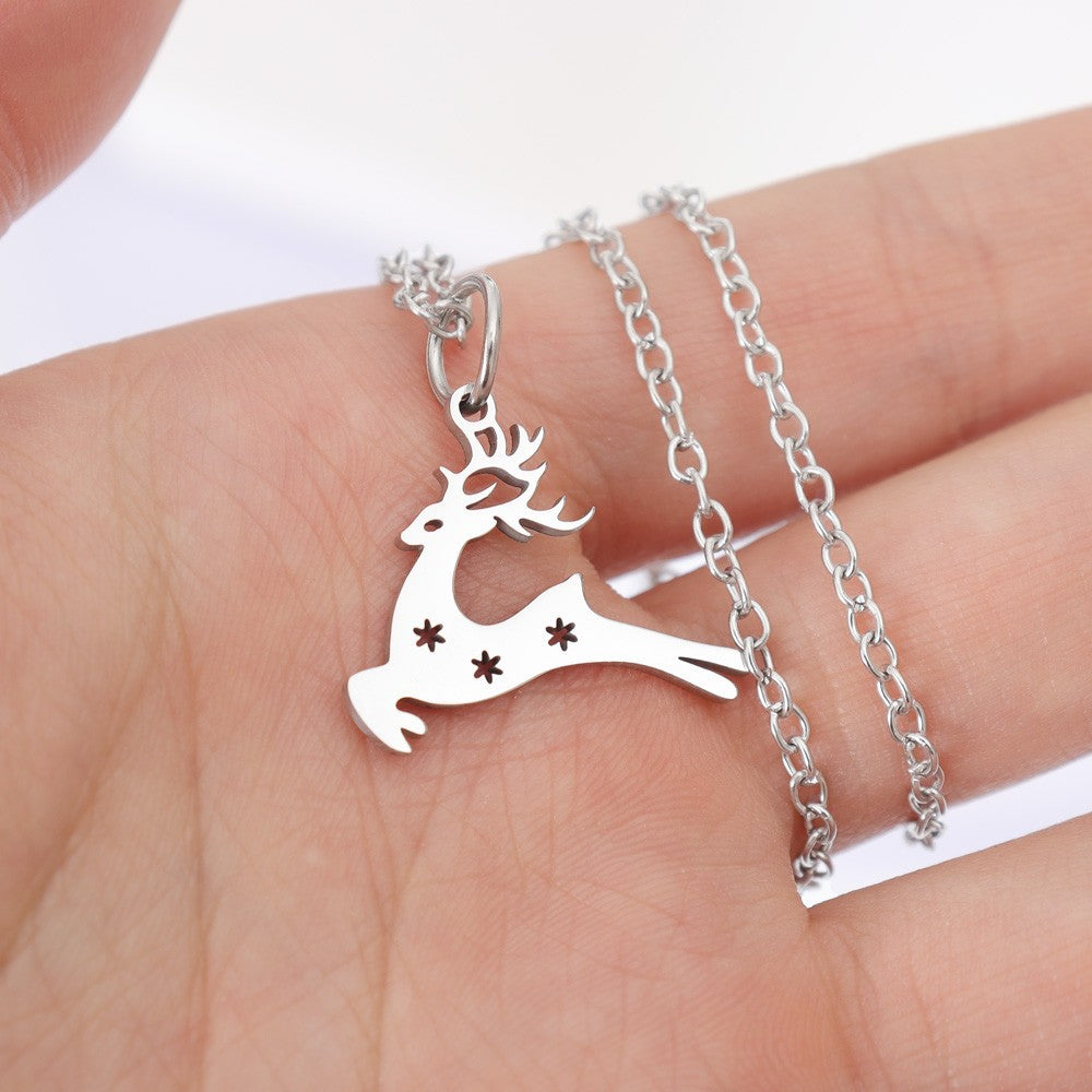 Stainless Steel Santa Christmas Tree Stylish Simple Necklaces
