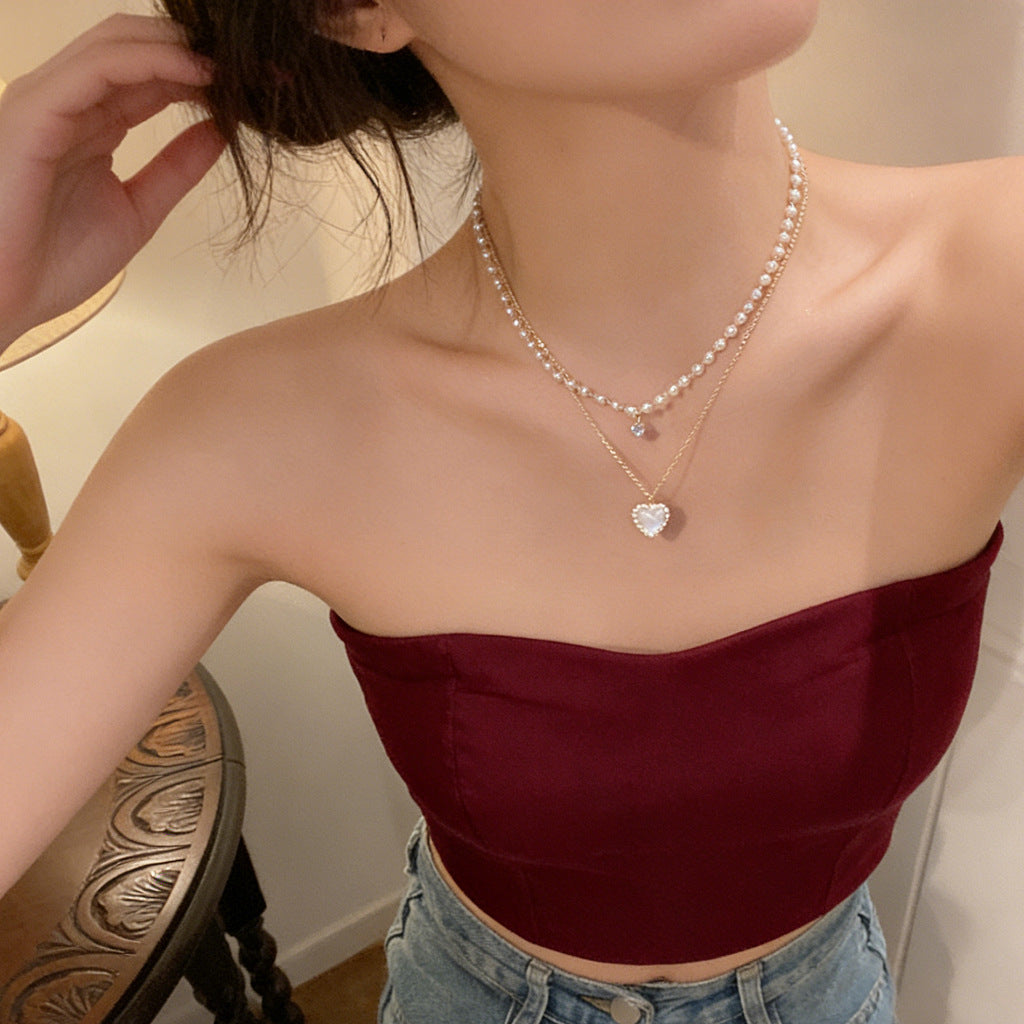 Star Madi Light Luxury Pearl Love Clavicle Chain Necklace