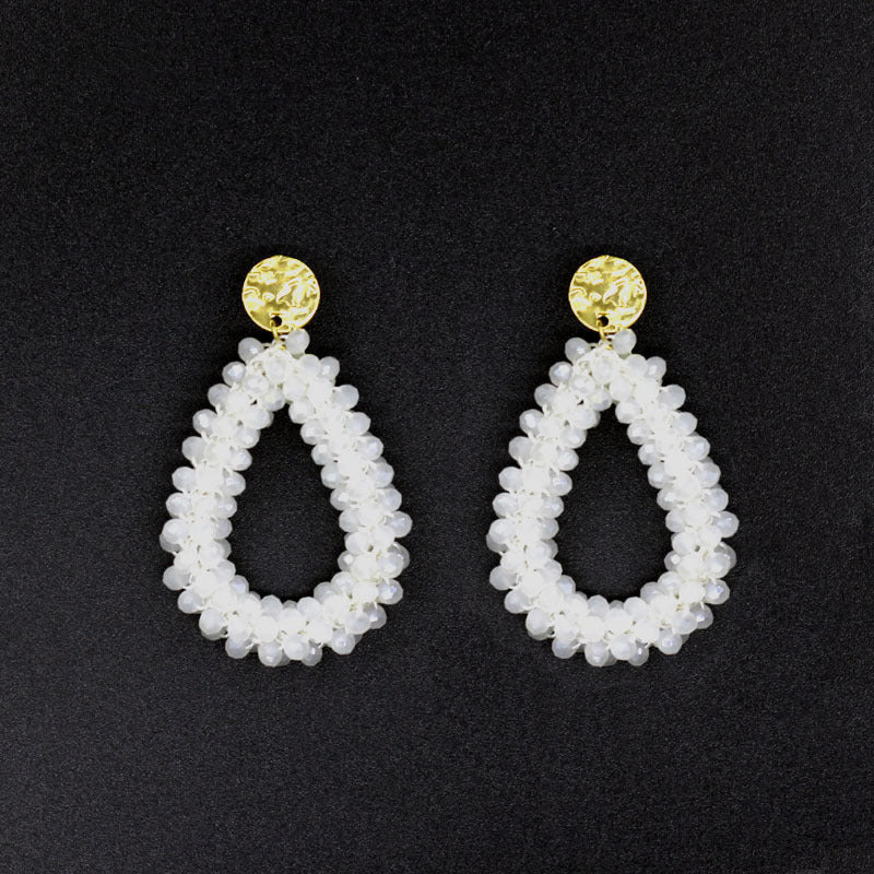 Women's Handmade Woven Crystal Fashion Water Drop Creative Bohemian Chic Earrings