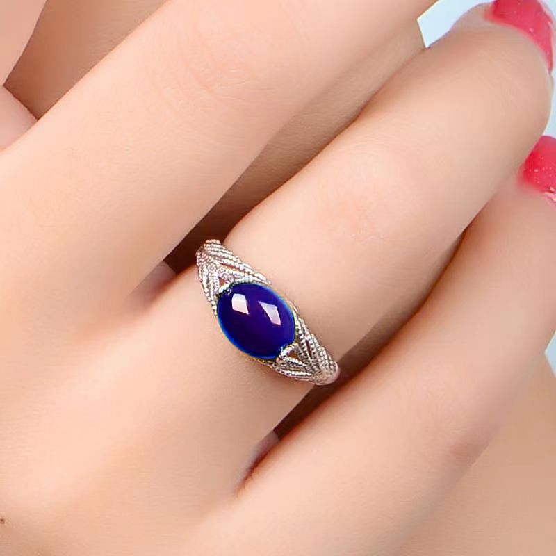 Women's Imitation Jade Ruby Emerald Open Hipster Ring